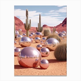 Disco Balls 3d In The Desert 1 Canvas Print