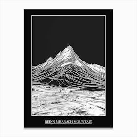Beinn Mhanach Mountain Line Drawing 6 Poster Canvas Print