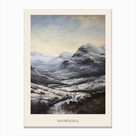 Vintage Winter Painting Poster Snowdonia National Park United Kingdom 2 Canvas Print