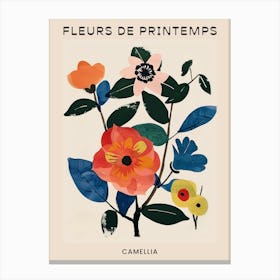 Spring Floral French Poster  Camellia 1 Canvas Print