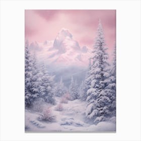 Dreamy Winter Painting Grand Teton National Park United States 3 Canvas Print