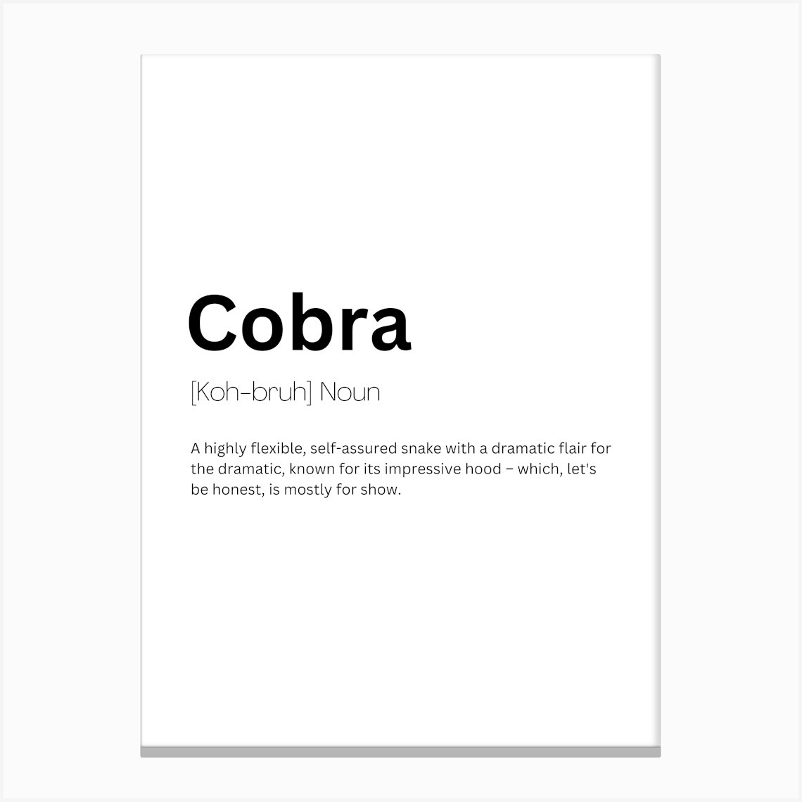 Cobra Definition Meaning 1 Canvas Print by Kaigozen