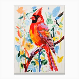 Colourful Bird Painting Cardinal 4 Canvas Print