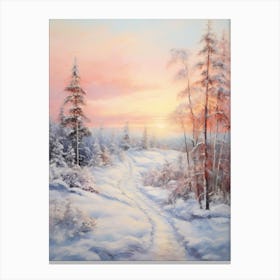 Dreamy Winter Painting Rovaniemi Finland 4 Canvas Print