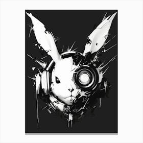 Rabbit With Headphones Canvas Print