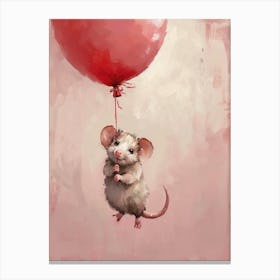 Cute Opossum 2 With Balloon Canvas Print
