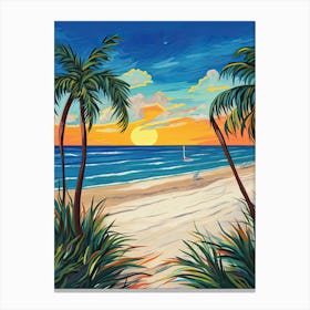 Siesta Key Beach, Florida, Matisse And Rousseau Style 4 Canvas Print