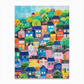 Colourful Kitsch Cityscape 3 Canvas Print