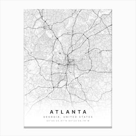 Atlanta Georgia USA White Map Canvas Print