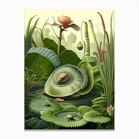 Garden Snail In Wetlands Botanical Canvas Print
