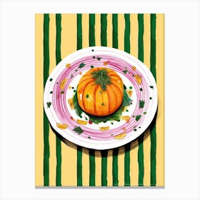 A Plate Of Pumpkins, Autumn Food Illustration Top View 38 Canvas Print