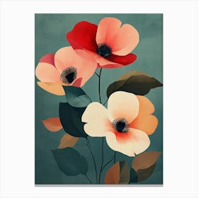 Three Flowers In A Vase Canvas Print