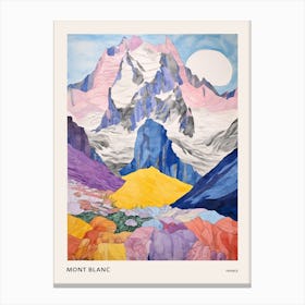 Mont Blanc France 3 Colourful Mountain Illustration Poster Canvas Print