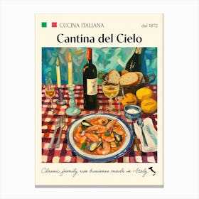Cantina Del Cielo Trattoria Italian Poster Food Kitchen Canvas Print