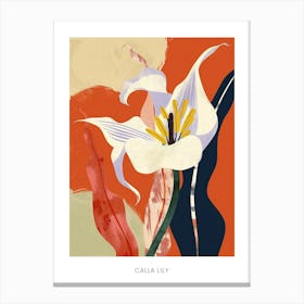 Colourful Flower Illustration Poster Calla Lily 3 Canvas Print
