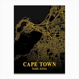 Cape Town Gold City Map 1 Canvas Print