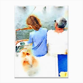 Two People On A Boat Canvas Print