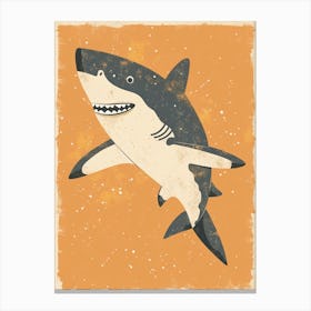 Friendly Shark Orange Background Canvas Print