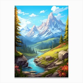 Mountains Cartoon 3 Canvas Print