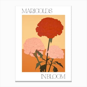Marigolds In Bloom Flowers Bold Illustration 4 Canvas Print
