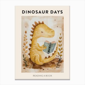 Dinosaur Reading A Book Poster 2 Canvas Print