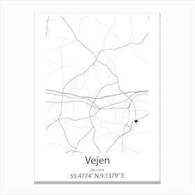 Vejen,Denmark Minimalist Map Canvas Print