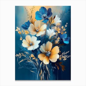 Bouquet Of Flowers In Blue And Yellow Tones 1 Canvas Print