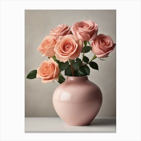 A Vase Of Pink Roses 72 Canvas Print