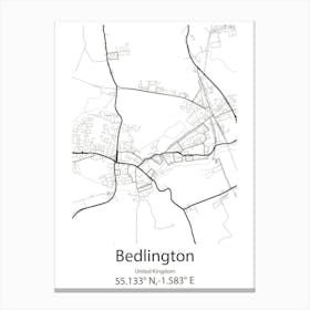 Bedlington,United Kingdom Minimalist Map Leinwandbild