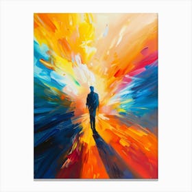 Abstract Of A Man Walking In A Bright Light Canvas Print