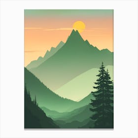 Misty Mountains Vertical Background In Green Tone 3 Canvas Print