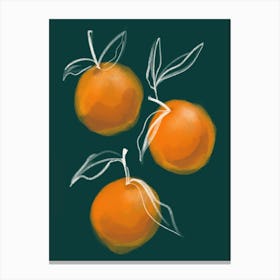 Oranges Kitchen Set Green And Orange Canvas Print