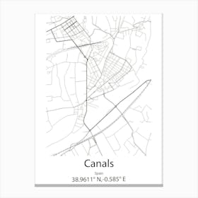 Canals,Spain Minimalist Map Stampe su tela