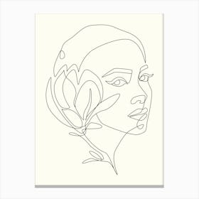 Continuous Line Portrait Of A Woman Monoline Hand Drawing Aesthetic Illustration Canvas Print