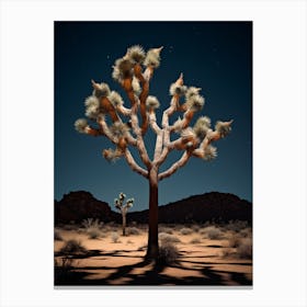  Photograph Of A Joshua Tree At Night  In A Sandy Desert 3 Canvas Print