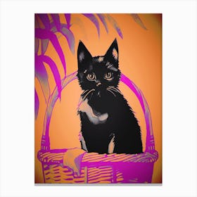 Cat Sat In A Basket 2 Canvas Print