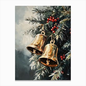 Golden Christmas Bells Canvas Print