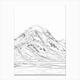 Mount Mckinley Denali Usa Line Drawing 8 Canvas Print