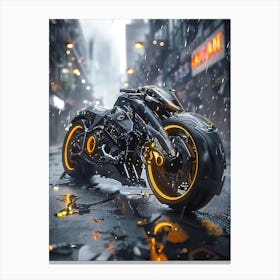 Motorcycle In The Rain 5 Canvas Print