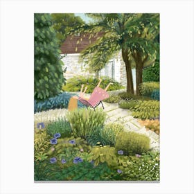 Girl In A Garden Canvas Print