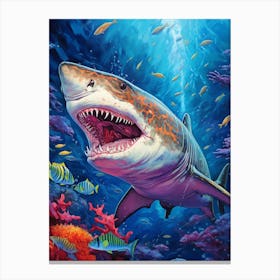 A Tiger Shark Vibrant Paint Splash 2 Canvas Print