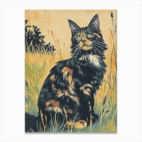 Maine Coon Relief Illustration 3 Canvas Print