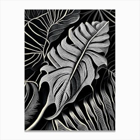 Breadfruit Leaf Linocut Canvas Print