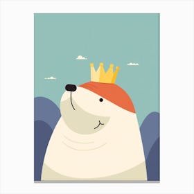 Little Walrus Wearing A Crown Canvas Print