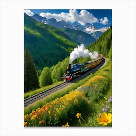 Train In The Mountains 1 Canvas Print