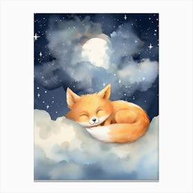 Baby Fox 12 Sleeping In The Clouds Canvas Print