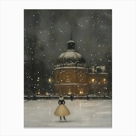 Girl Skating In The Snow Canvas Print