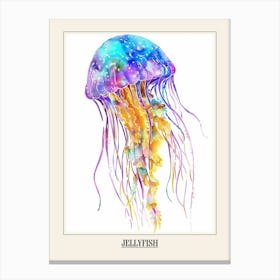 Jellyfish Colourful Watercolour 3 Poster Canvas Print