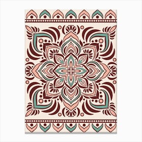 WA240017 - Intricate Mandala with Peach and Teal - Bohemian Geometric Art Canvas Print