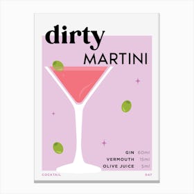 Dirty Martini in Purple Cocktail Recipe Canvas Print